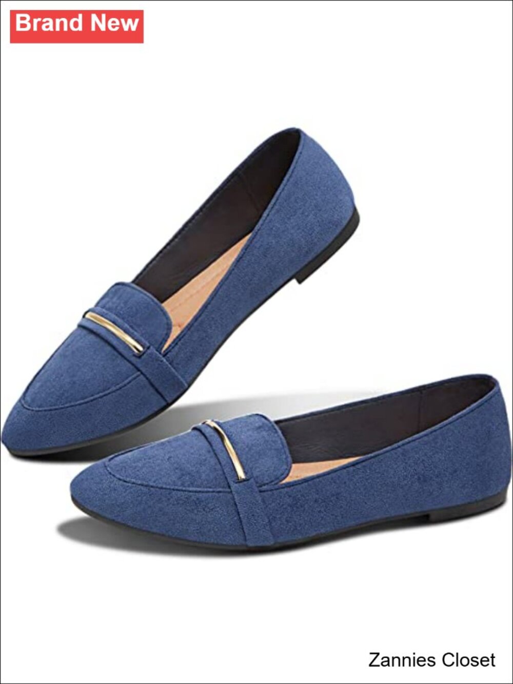 ✨ Pointy Toe Faux Suede Penny Loafer Slip On Ballet Flat Work Shoes